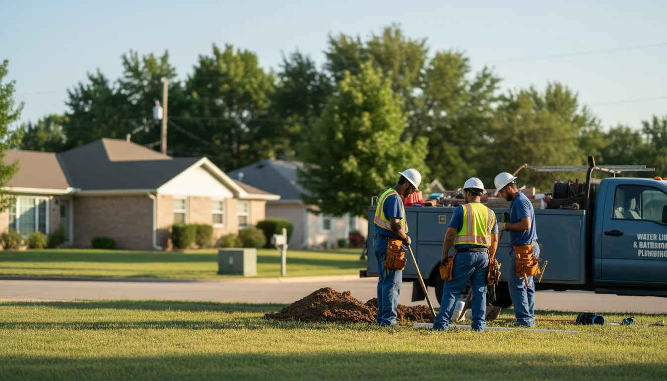 Residential water line and bathroom plumbing service in Brooklyn, IA